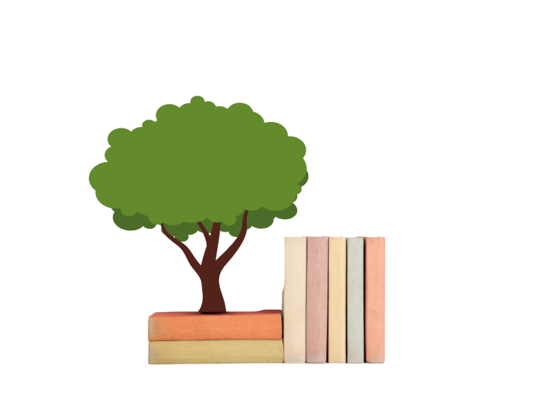 bøger og et træ